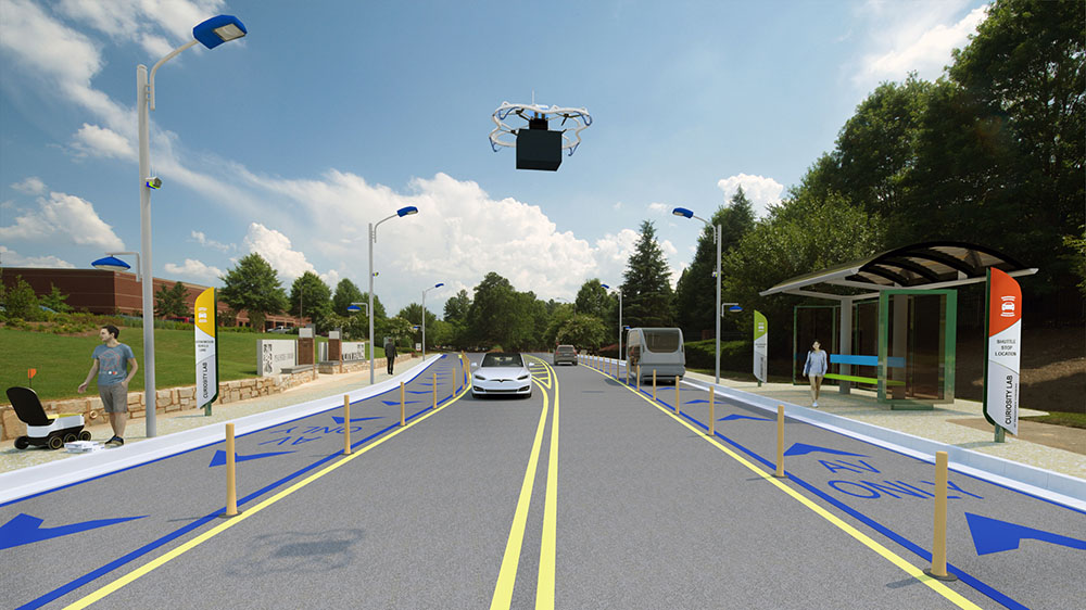A rendering of the autonomous vehicle test track at Curiosity Lab at Peachtree Corners. (Courtesy: Peachtree Corners)