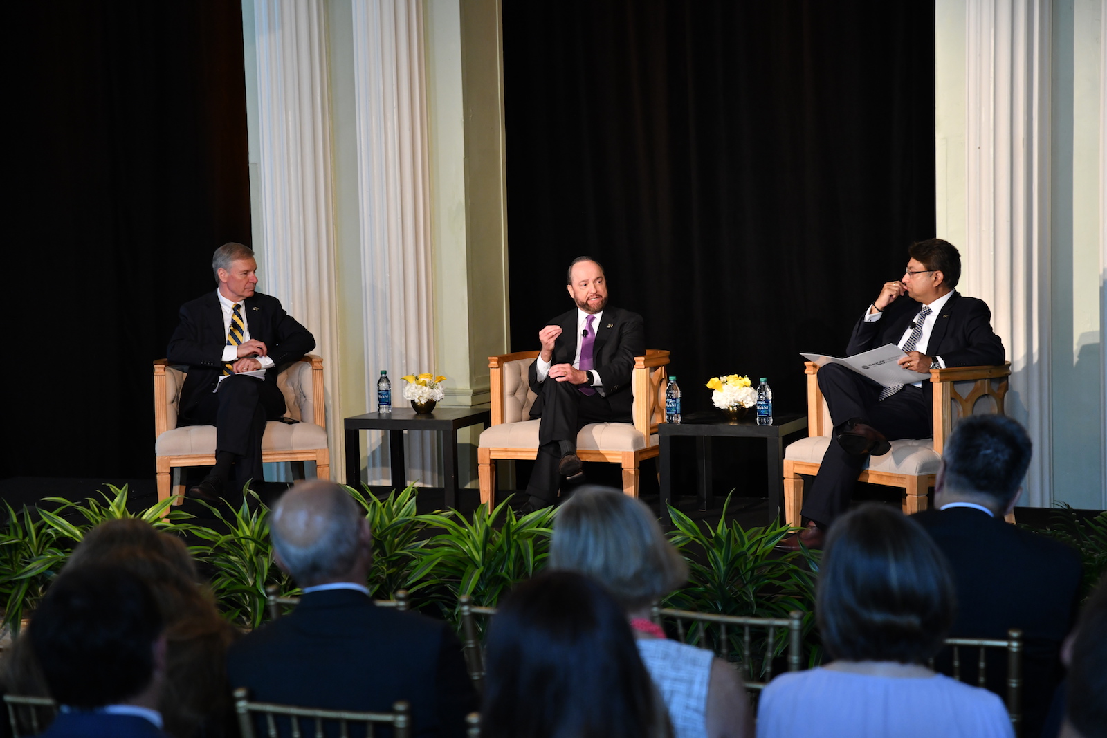 (L-R) President G.P. "Bud" Peterson; Ralph de la Vega, former vice chairman of AT&amp;T Inc; and Parmeet Grover, senior partner and managing director, The Boston Consulting Group during a panel discussion at The Biltmore.