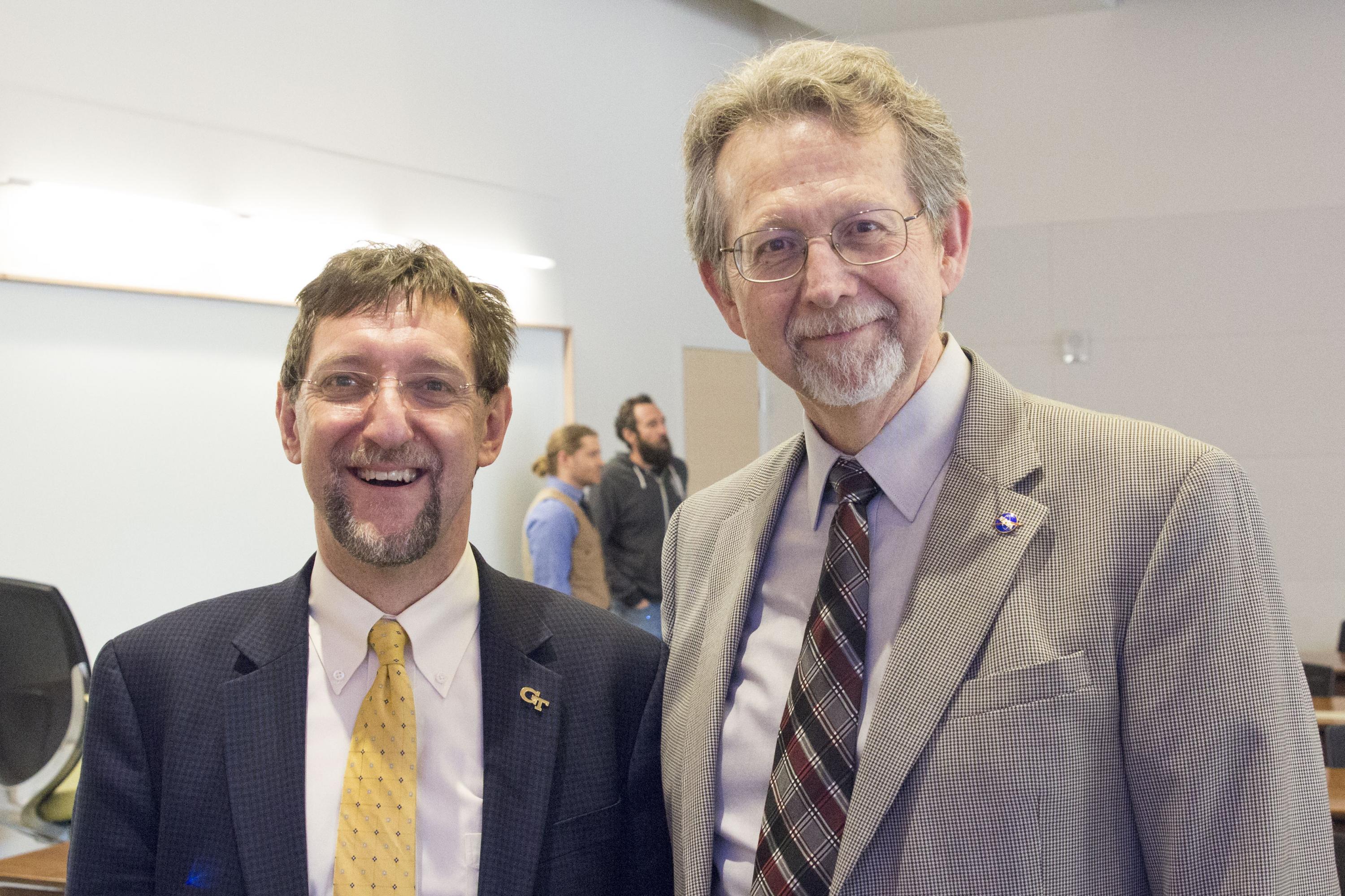 NASA's James Green with College of Sciences Dean Paul Goldbart (Febuary 20, 2017).