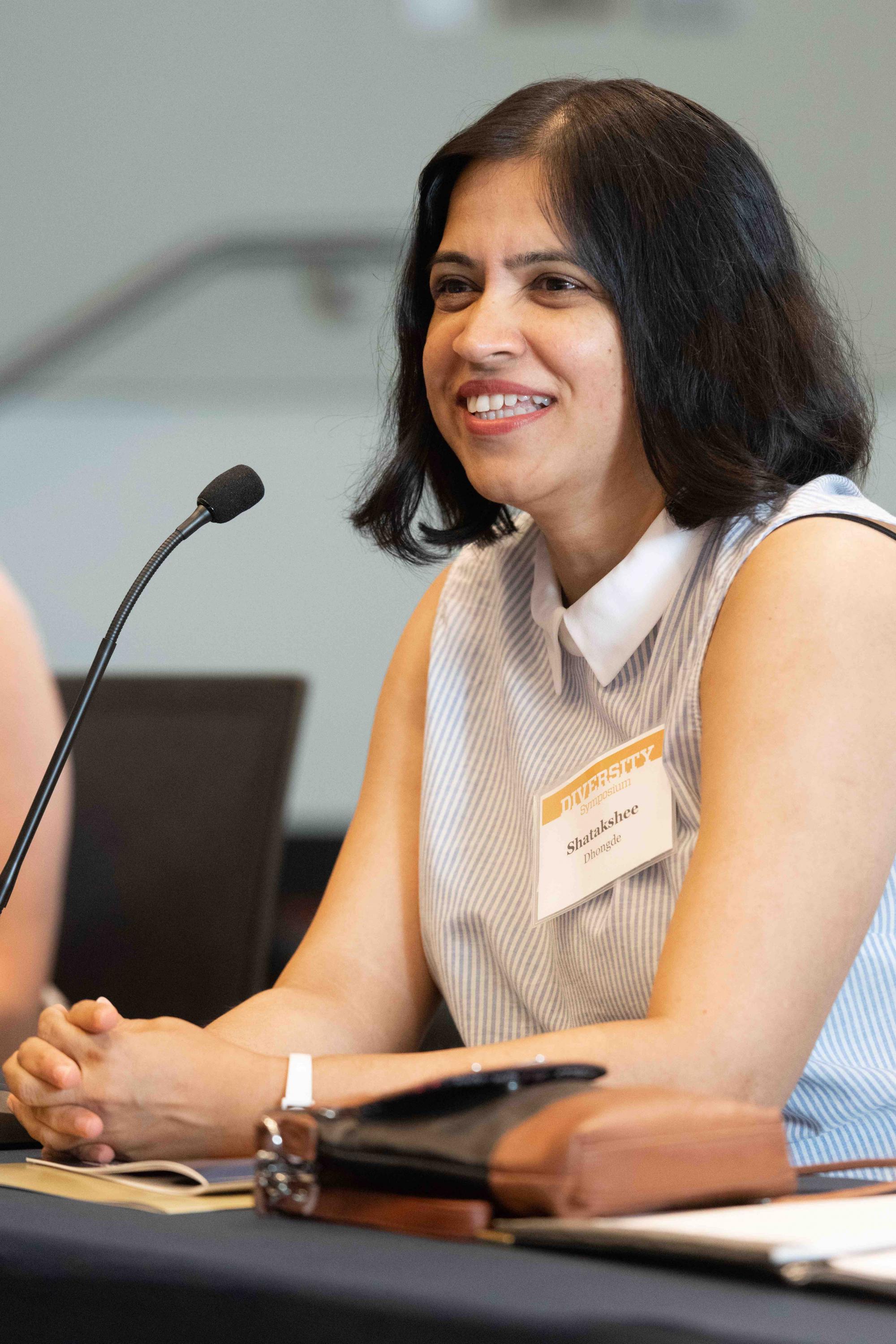 Georgia Tech School of Economics Associate Professor Shatakshee Dhongde speaking at the 10th Diversity Symposium.