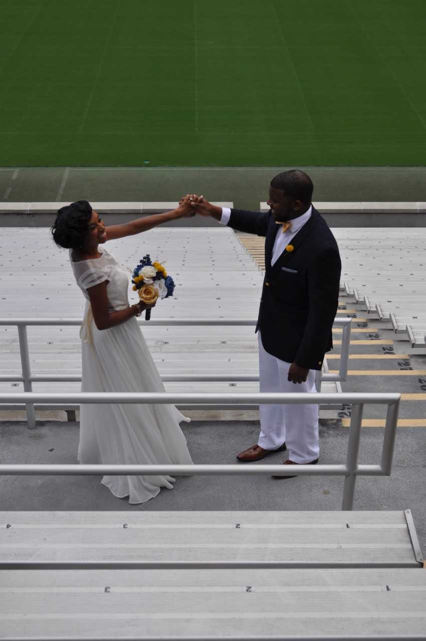 Donald and Janise Jordan were married in 2016 at the Bill Moore Student Success Center, overlooking Grant Field at Bobby Dodd Stadium.