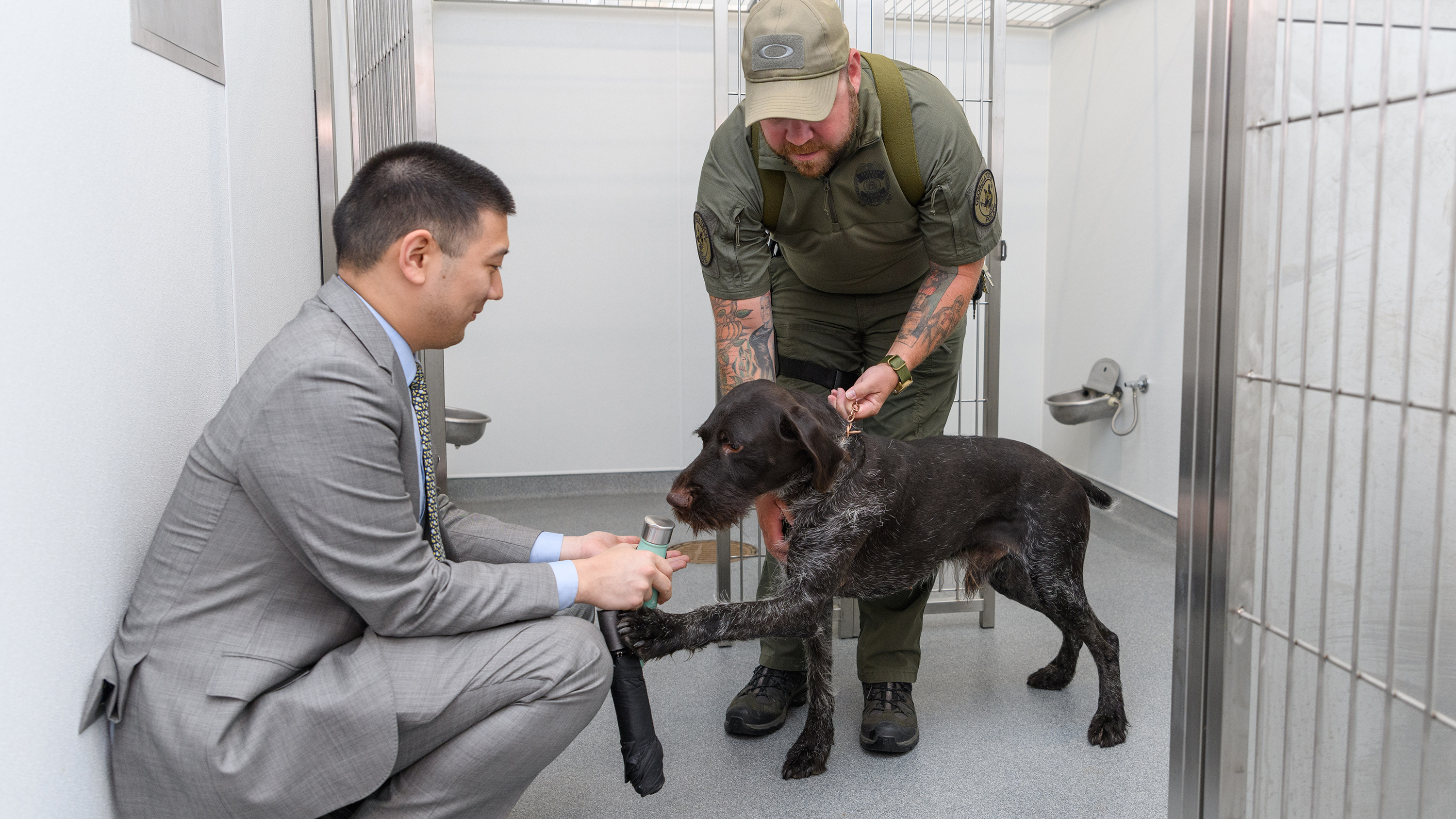 For the first time, GTPD K9s have kennel space including showers in their new Georgia Tech Police Department. 