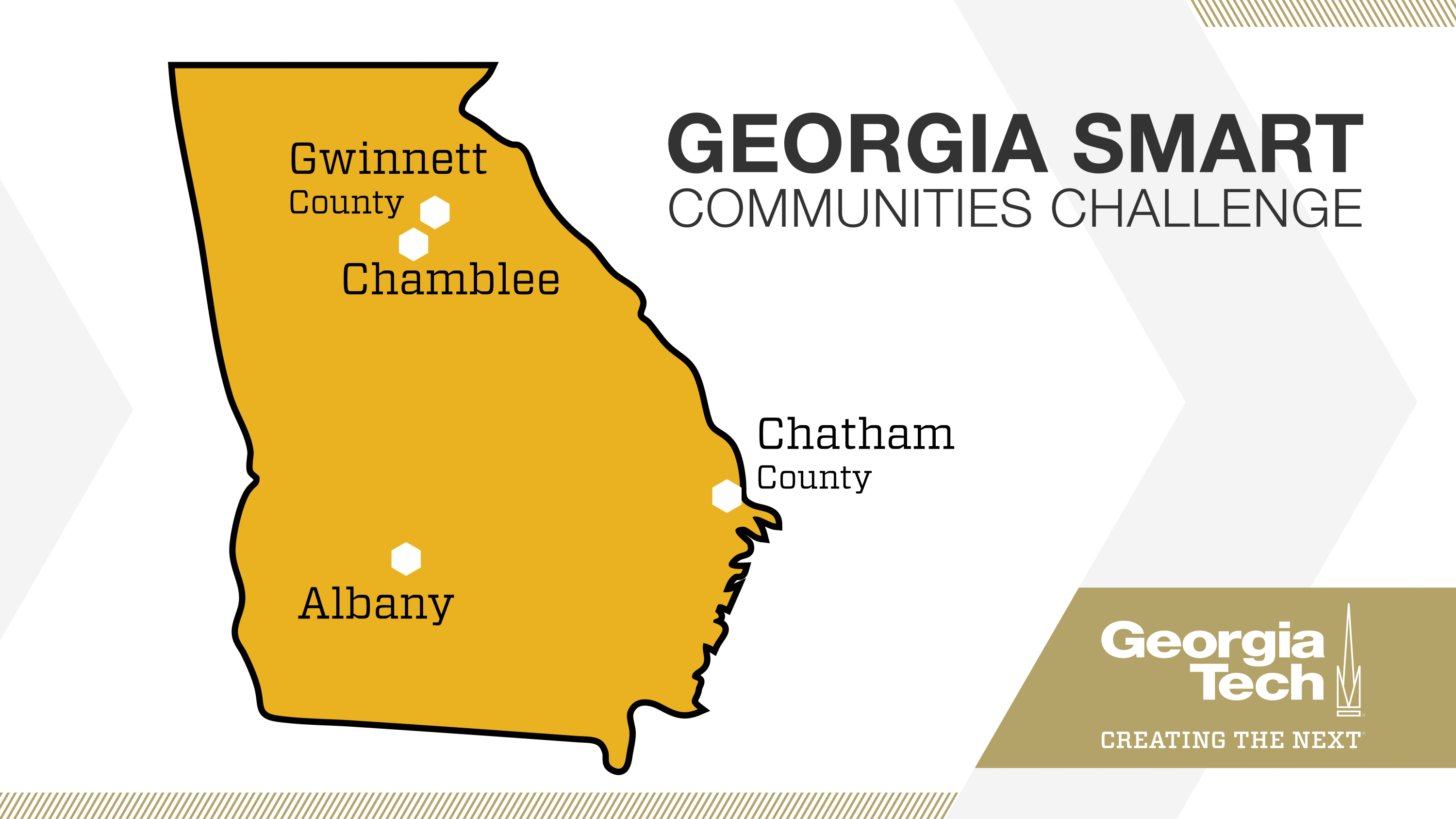 Albany, Chamblee, Chatham County and Gwinnett County won the Georgia Smart Communities Challenge, a Georgia Tech-led initiative that brings together industry and public agencies to help local governments. 