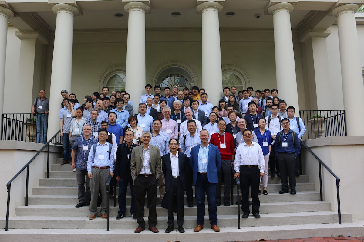 Professor Jeff Wu (center of front row) is joined by more than 100 statisticians and engineers for WuFest, a 2019 celebration of his impressive career and his 70th birthday.