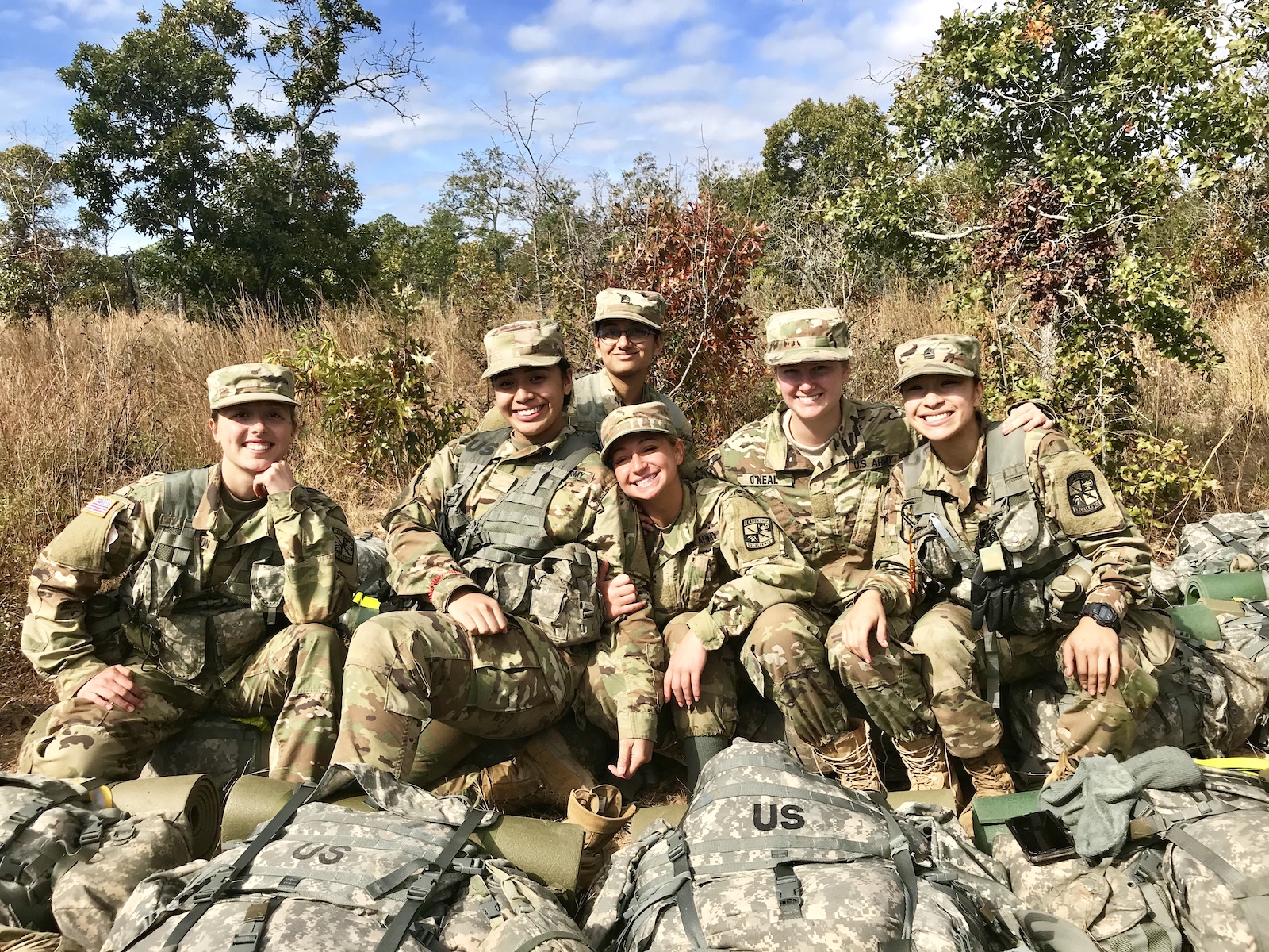 O’Neal (second from the right) is commissioning into the Army as a second lieutenant in the first brigade combat team in the 82nd Airborne Division at Fort Bragg, North Carolina.