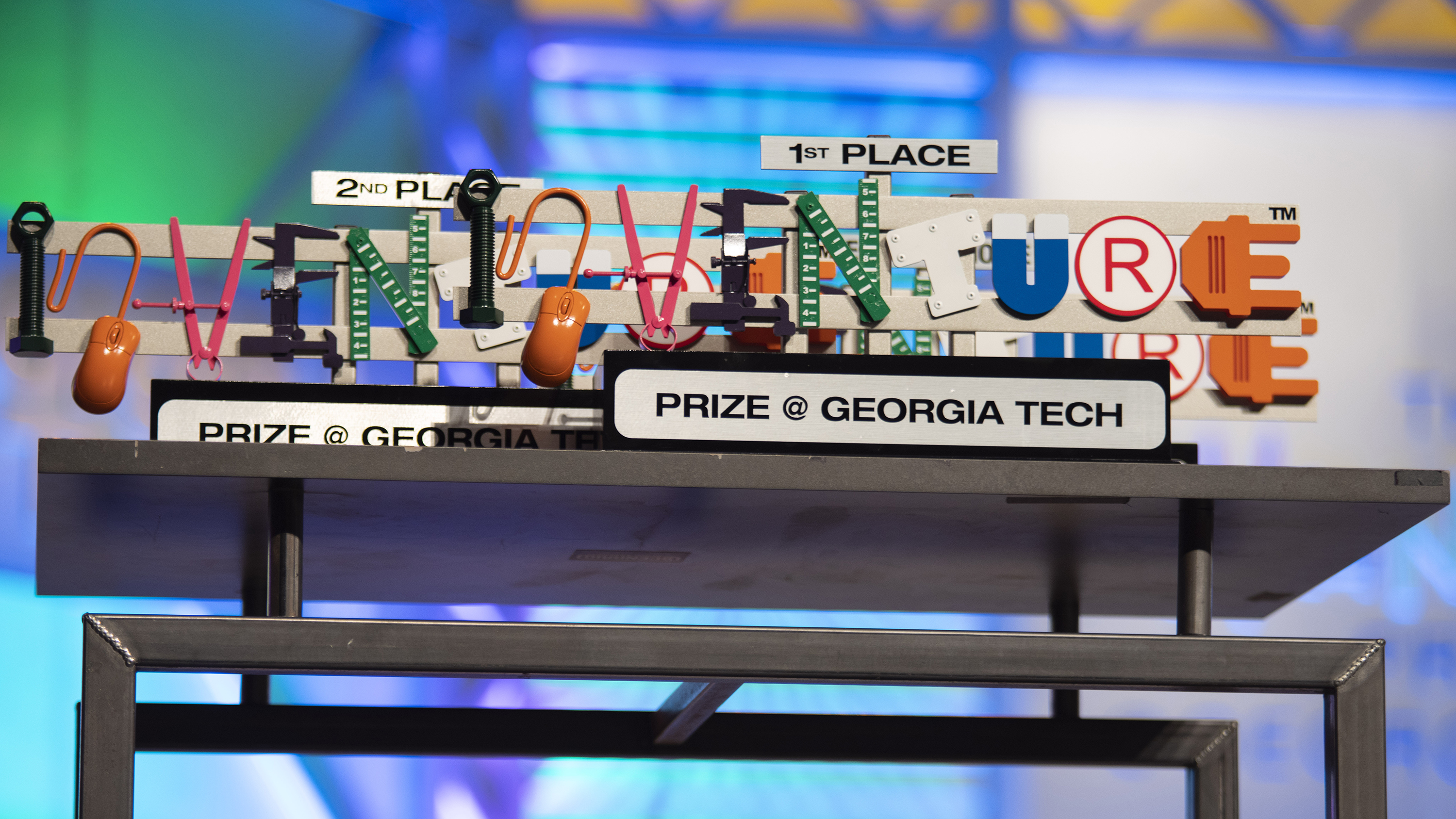 The InVenture Prize trophies await the judges' decision during the 2020 InVenture Prize finals. (Photo: Christopher Moore)
