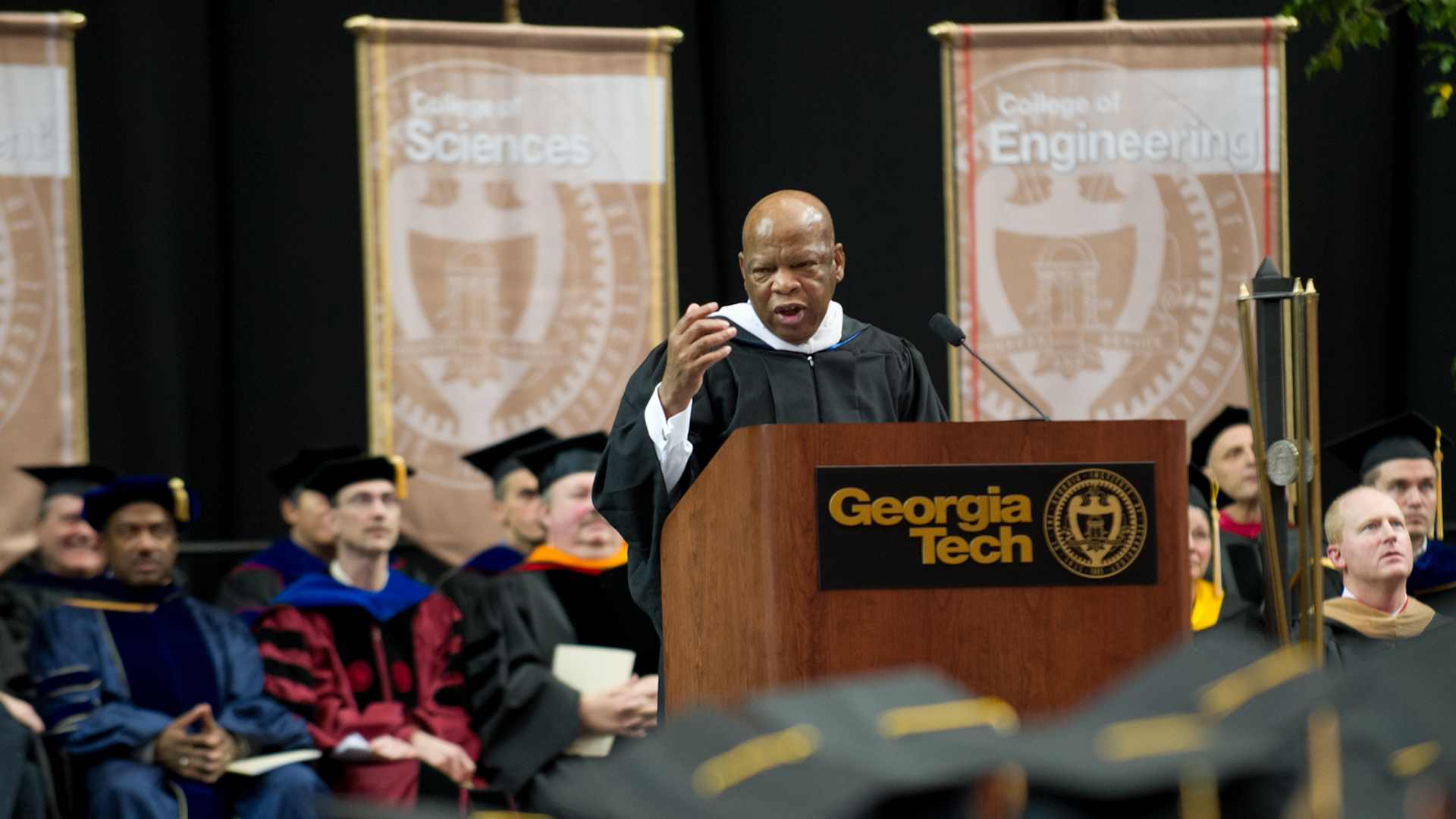 Rep. John Lewis addresses graduates as the keynote speaker during Fall 2011 Commencement exercises.