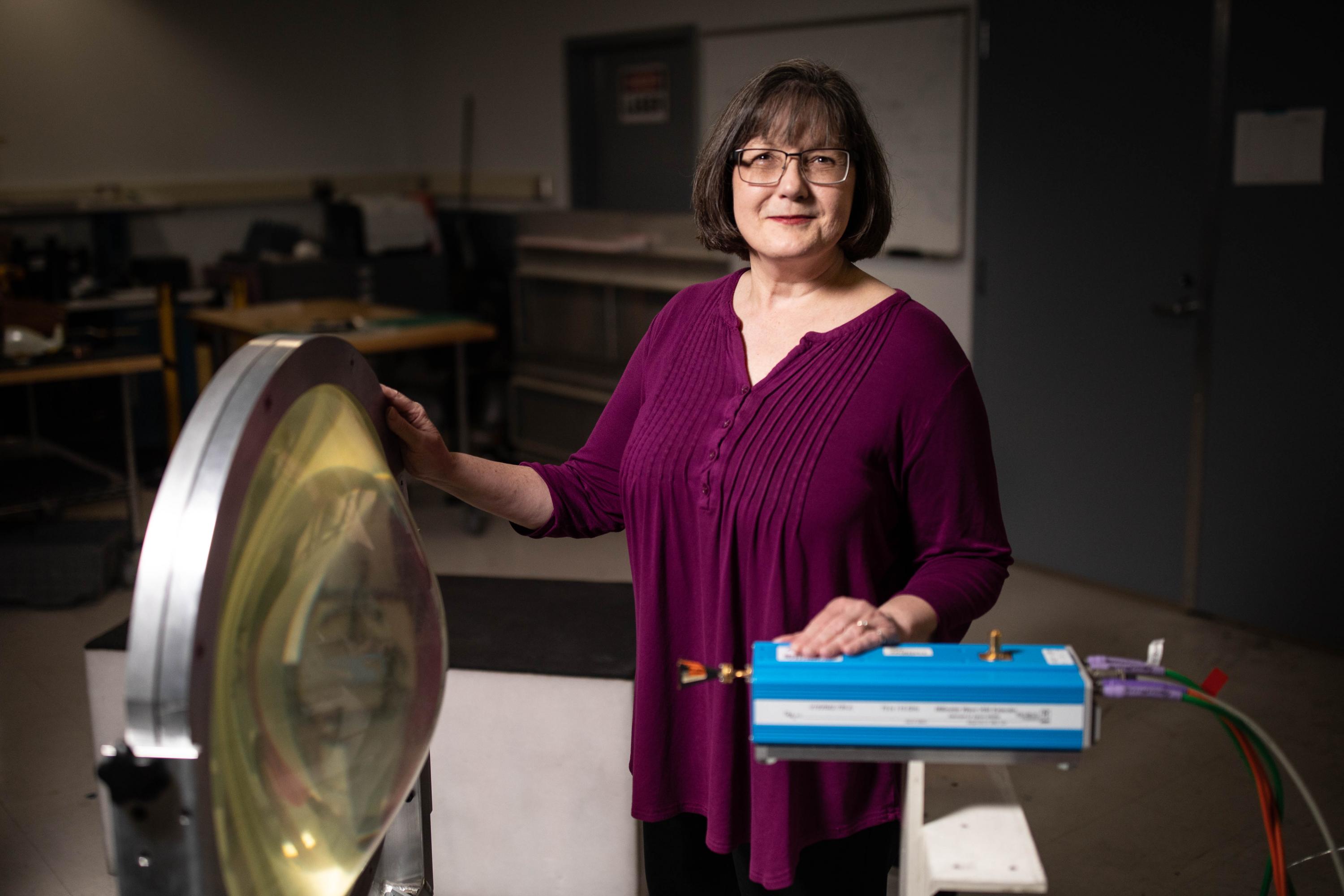 Lynn Fountain, principal research scientist and division chief of the Signals and System Division for the Georgia Tech Research Institute’s Advanced Concepts Laboratory (ACL), stands in a lab in the Centennial Research Building at Georgia Tech. (Credit: Branden Camp)