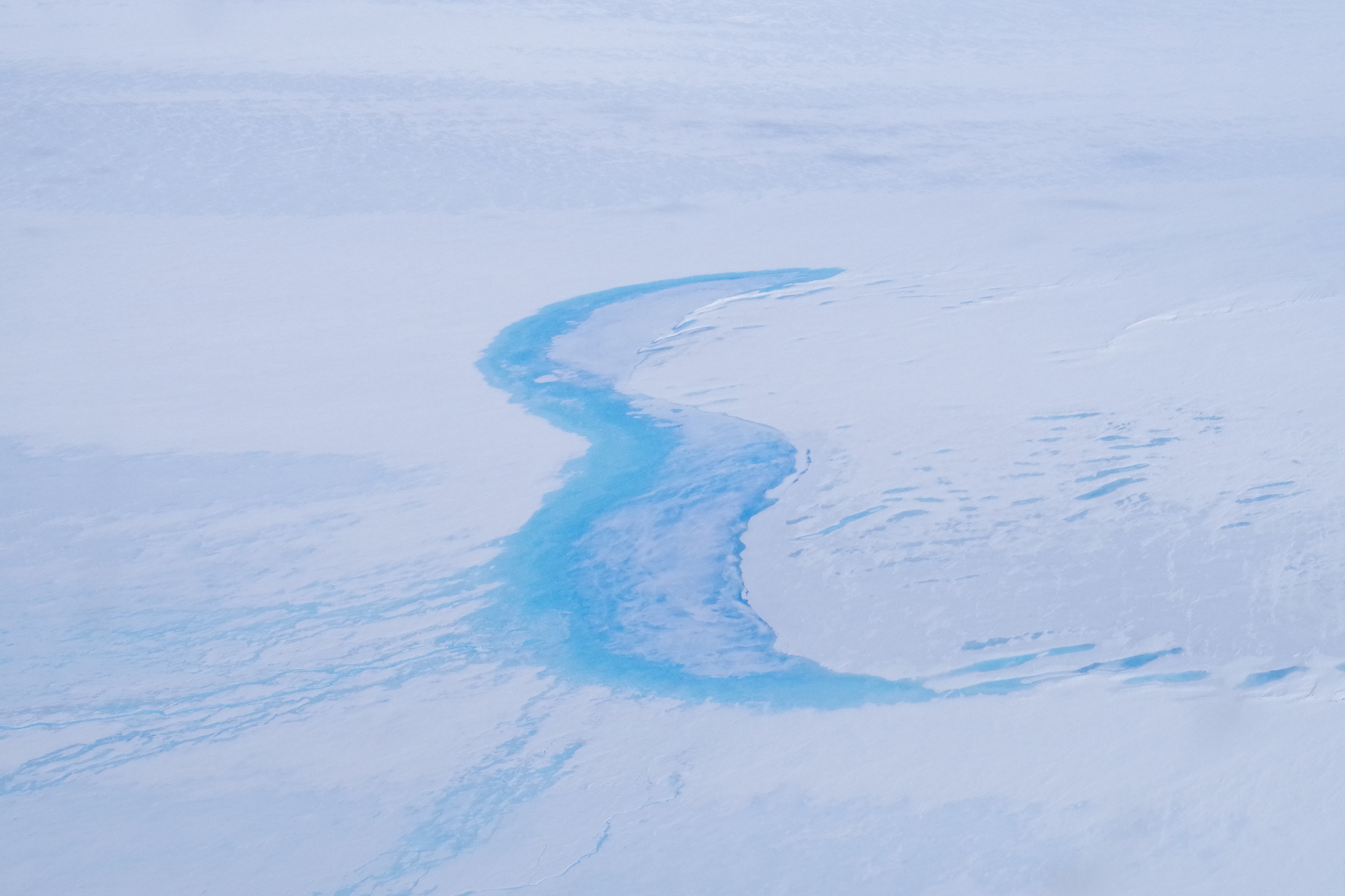 Meltwater lake near Shackleton Ice Shelf, East Antarctica. (Photo: David Small, Durham University)