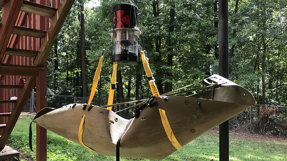 A prototype of the Stabilizing Aerial Loads Utility System, SALUS. The team of Georgia Tech students who invented the device are finalists in the 2019 Collegiate Inventors Competition. (Photo Courtesy: Mahdi Al-Husseini)