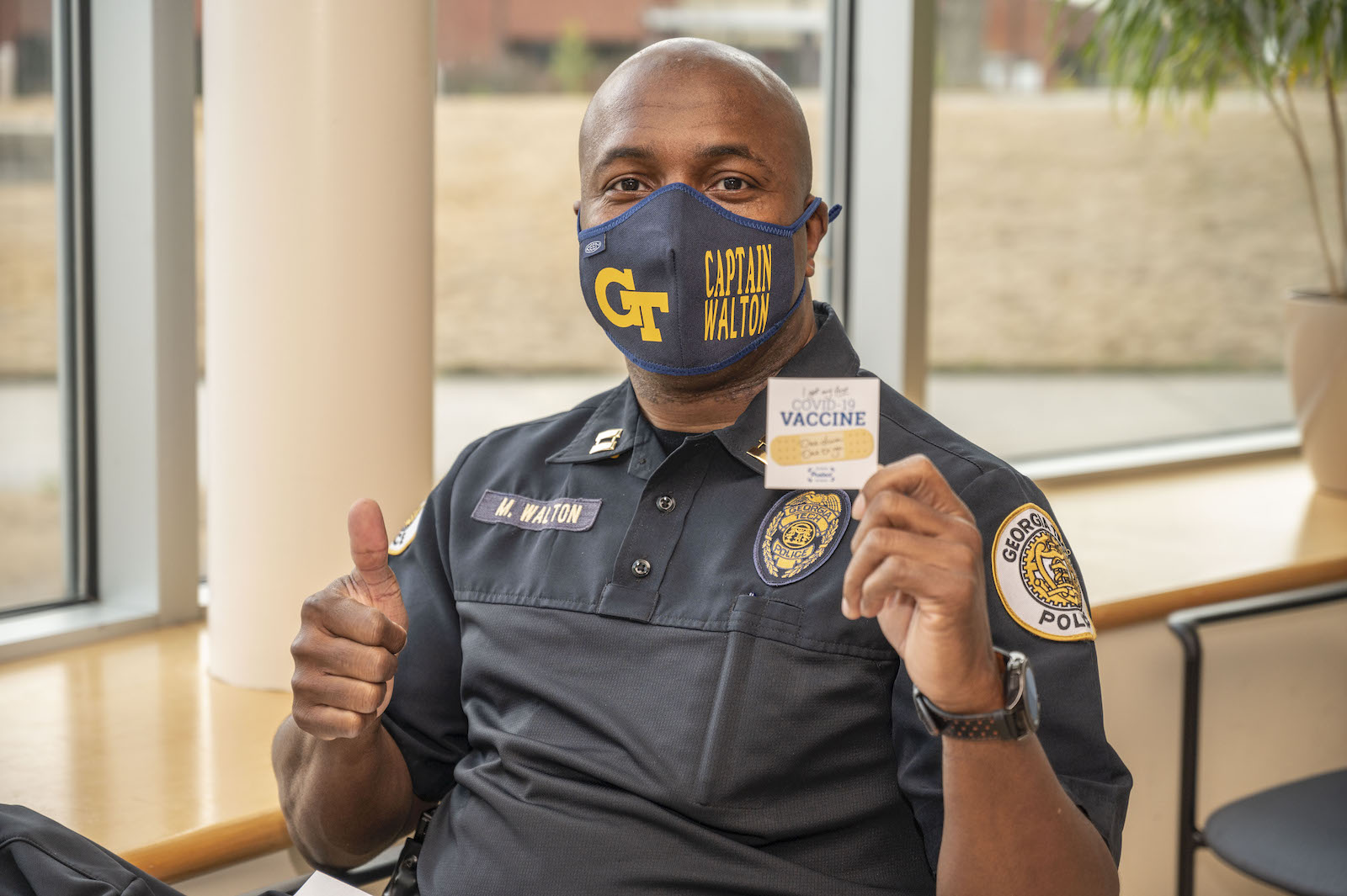 GTPD's Captain Marcus Walton said getting the Covid-19 vaccine gives him the sense of being "one step closer to getting back to some type of normalcy in the world." (Photo by Christopher Moore)