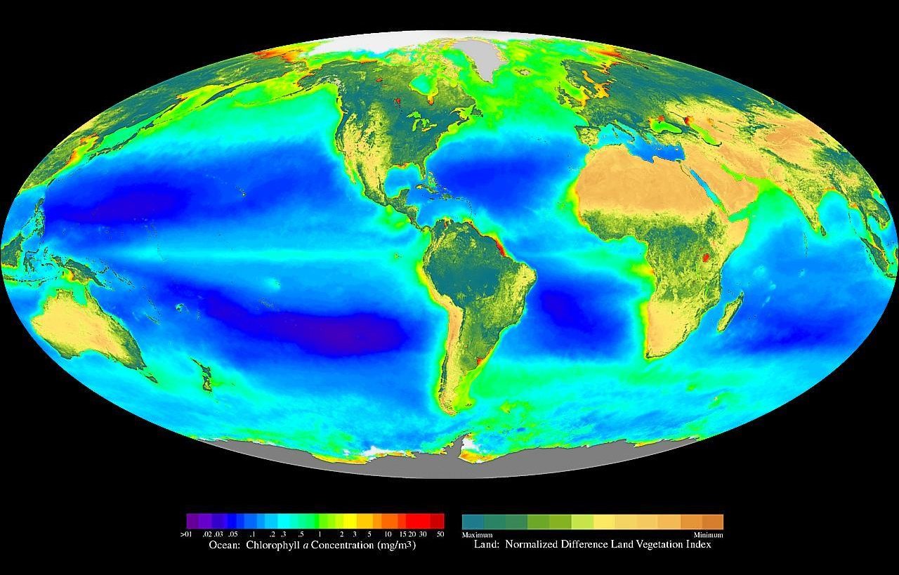 The green reflects strong oxygen photosynthesis on Earth. Before it evolved, life on the planet was mostly single-cell, and life as we know it would die off without it. Photosynthesis is not in acute danger, but there are stresses that can break it down. Studying it may allow humanity to tweak it in the future, if ever needed, or even in the present to increase crop productivity. Credit: NASA Goddard Space Flight Center / press photo