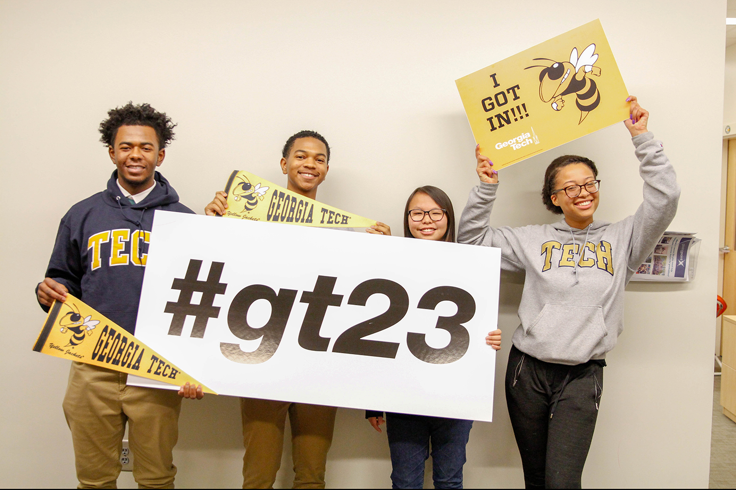 (L-R): Chris McCrary, DeGreer Harris, Ivy Diamond, and Niara Botchwey from Drew Charter School in Atlanta were all accepted to Georgia Tech during Early Action.