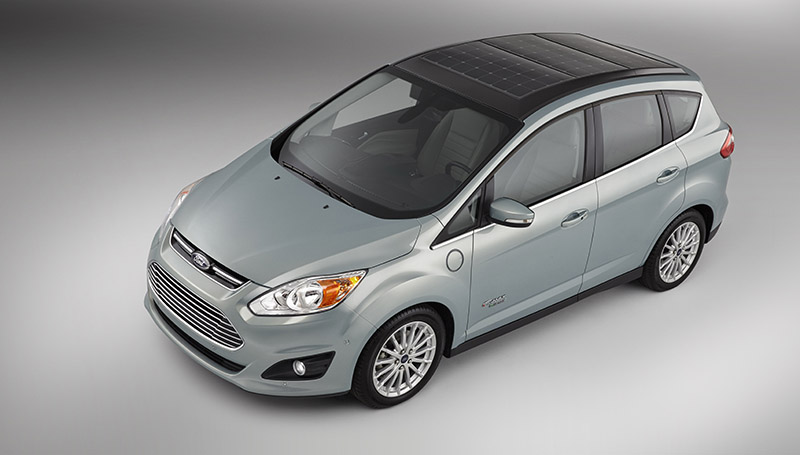 The C-MAX Solar Energi Concept is a first-of-its-kind sun-powered vehicle with the potential to deliver the best of what a plug-in hybrid offers – without depending on the electric grid for fuel. Credit: Ford.