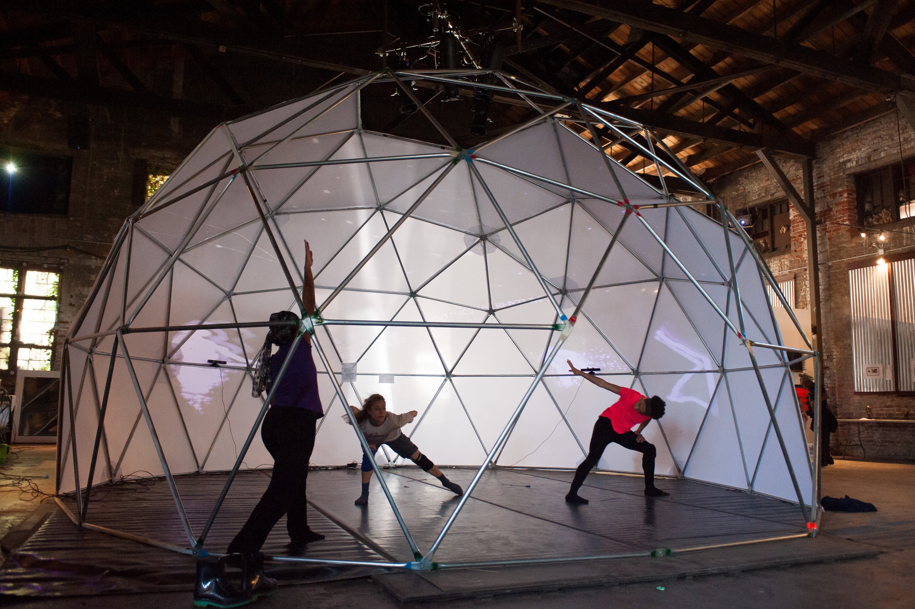Dancers perform in Georgia Tech's geodesic dome.