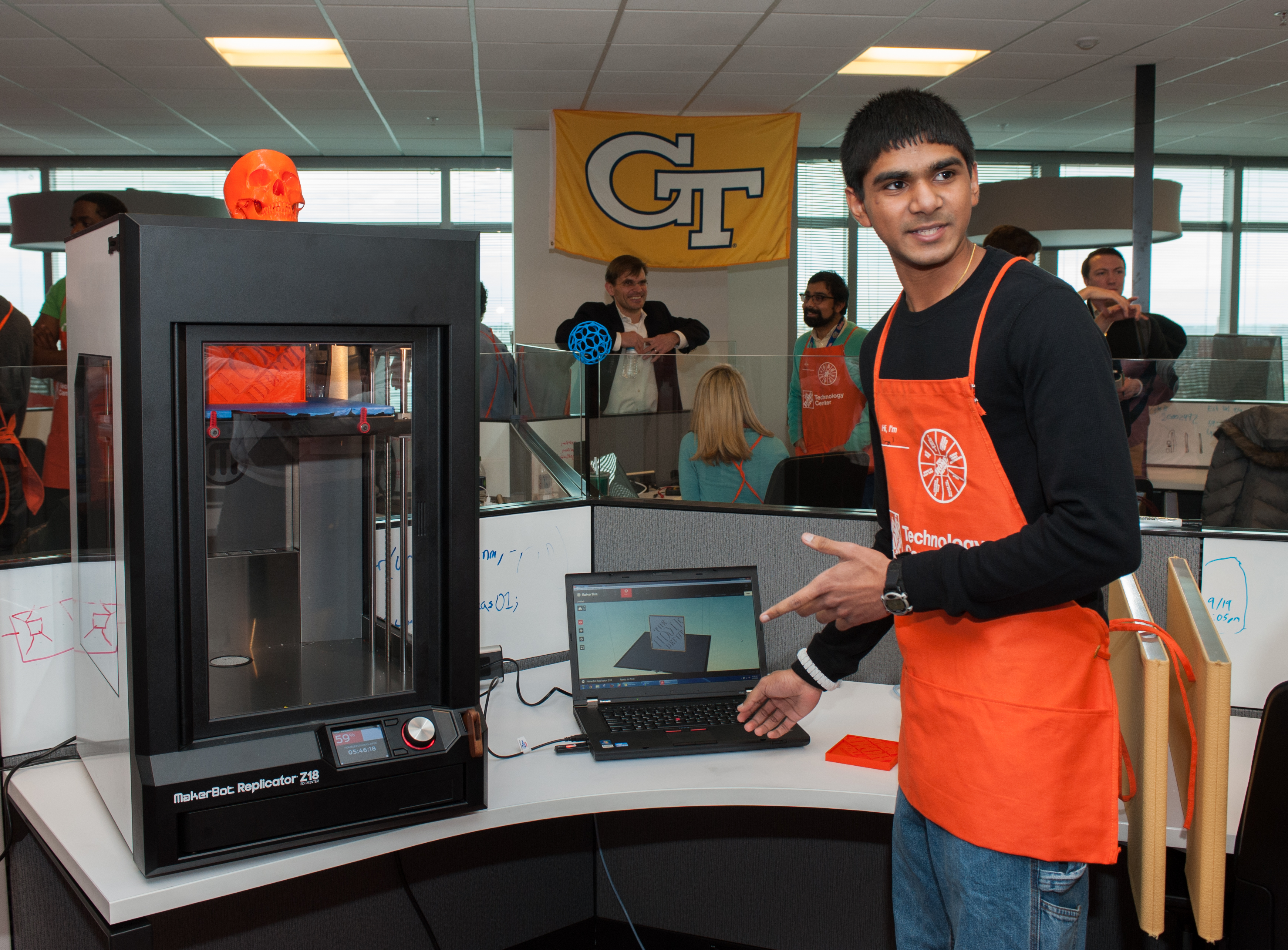 Georiga Tech student Viral Patel is one of 20 Tech students working at The Home Depot Technology Center. He works with 3D printers.