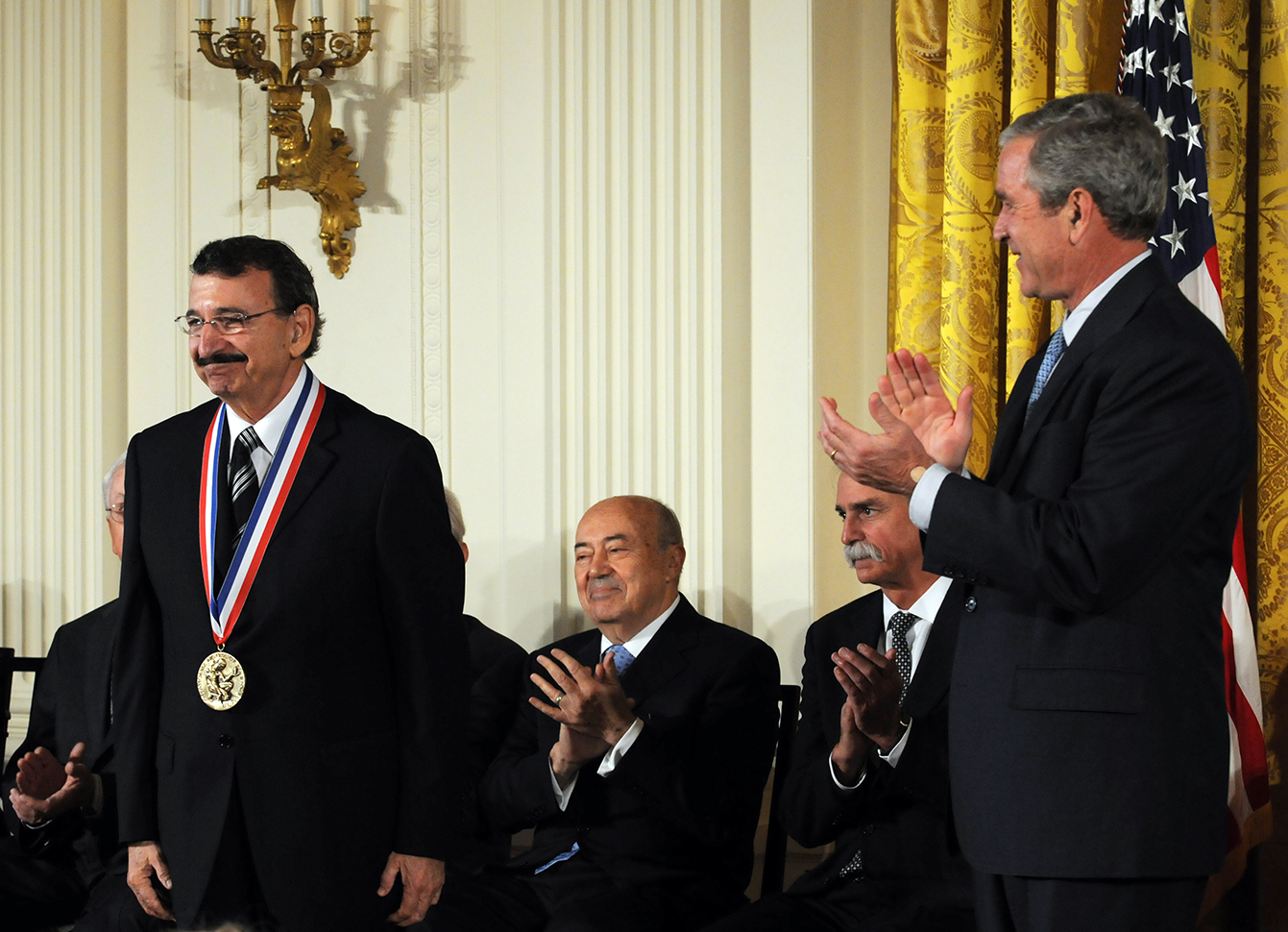 President George W. Bush awards the 2007 National Medal of Science to Dr. Mostafa El-Sayed during an East Room ceremony at The White House in Washington, DC on Monday, September 29, 2008.