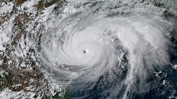 Hurricane Harvey churns near the coast of Texas at peak intensity late on August 25, 2017. Photo: National Oceanic and Atmospheric Administration