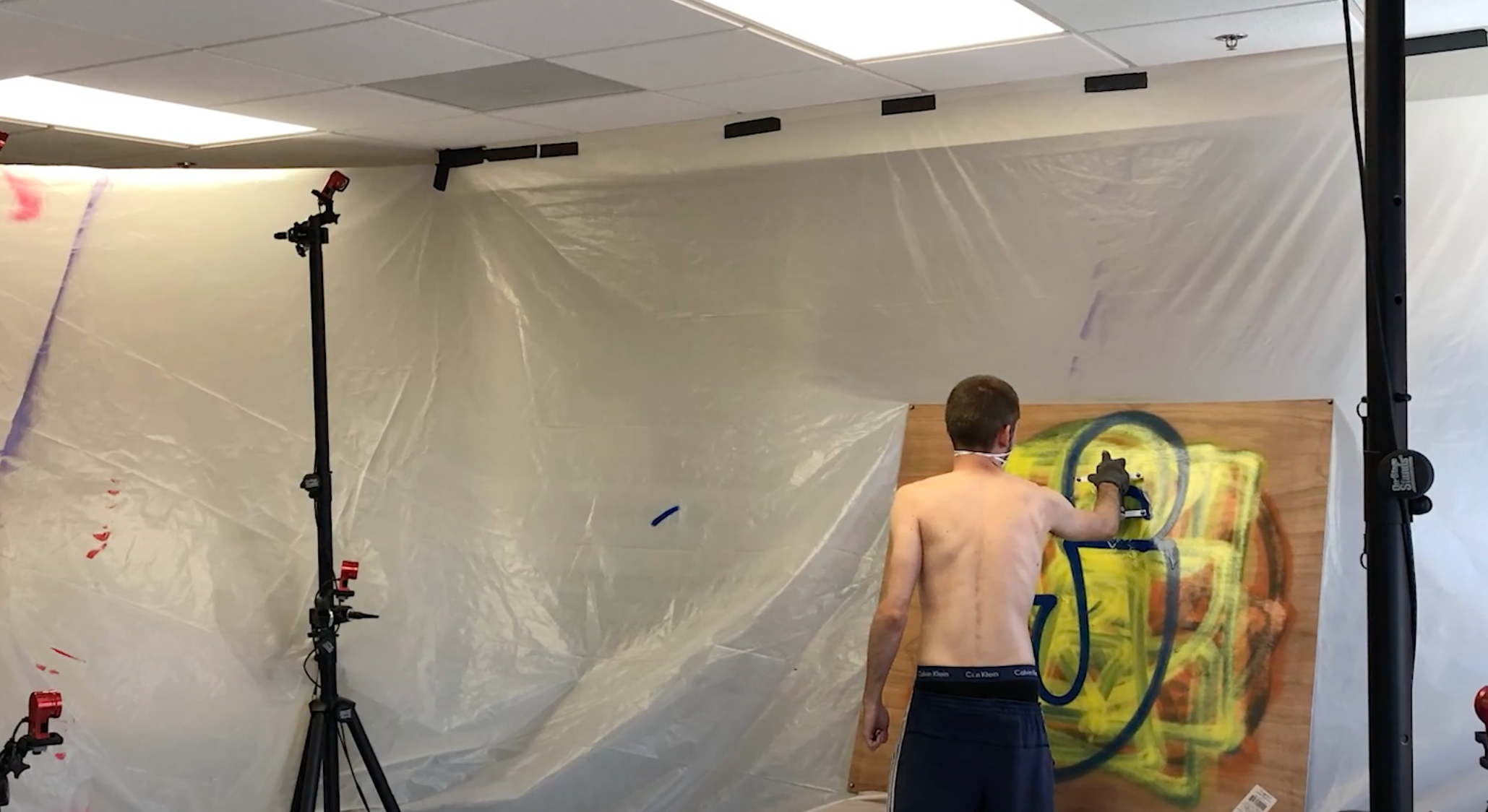 Human movement is analyzed to inform how the robot moves and paints. 