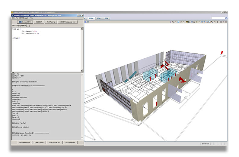 Screenshot from an architectural "rule checking" project sponsored by the Digital Building Laboratory 