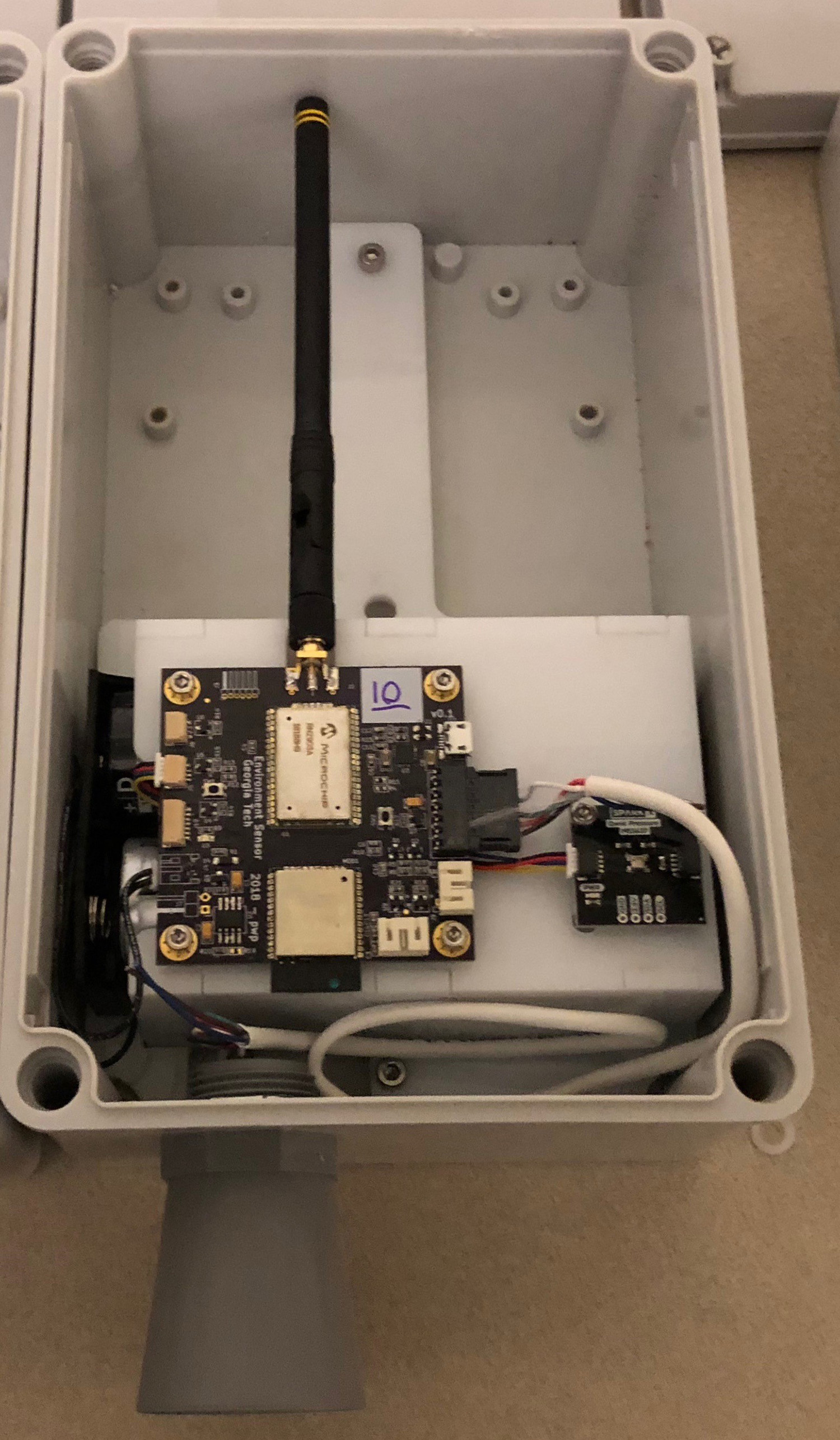 Wireless sensors like this one are part of a network that will transmit data to computer models for analysis and prediction of storm strength and flooding in Chatham County. (Credit: Chatham County)