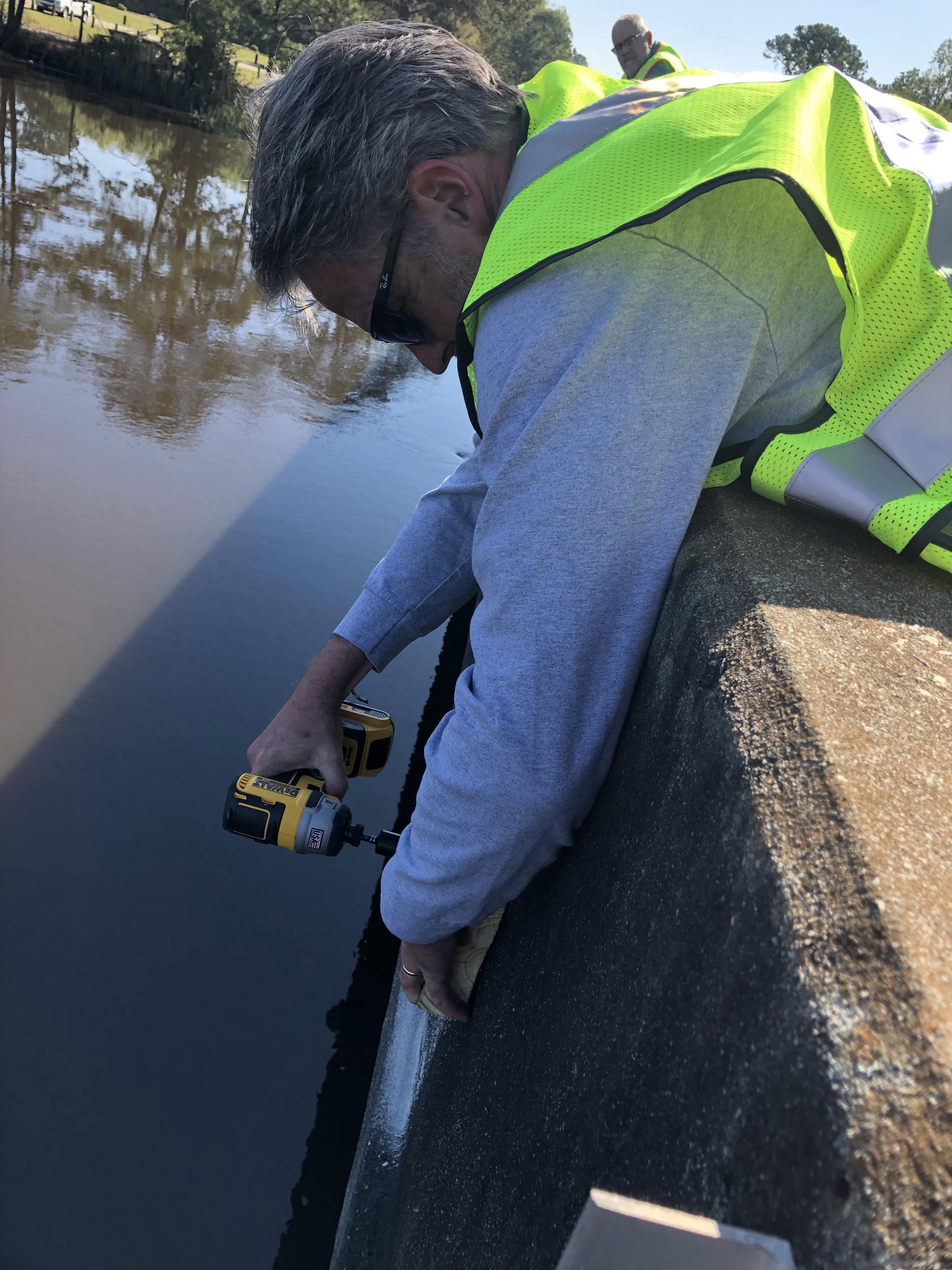 A sensor placed on the U.S. Highway 17 bridge in Chatham County will provide planners with detailed information about water levels during flooding conditions. (Credit: Chatham County)