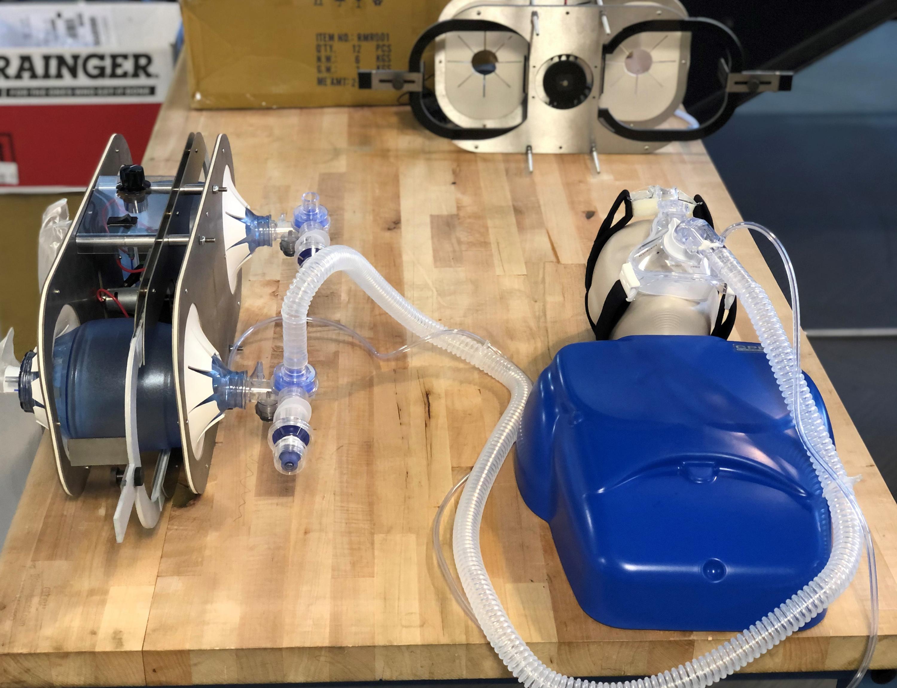 A simple, low-cost ventilator based on the resuscitation bags carried in ambulances – and widely available in hospitals – has been designed by an international team of university researchers.  (Credit: Steven Norris, Georgia Tech)