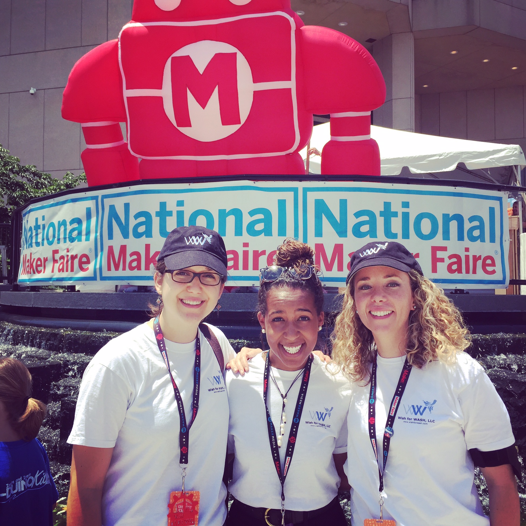Wish for WASH, a startup formed by social entrepreneurs from Georgia Tech, participated in the 2015 National Maker Faire held in Washington, D.C.  The humanitarian organization seeks to solve the global problems caused by lack of access to water, sanitation and hygiene. Team members (from left to right) are: Katie Isaf, Jasmine Burton and Alex Dorman. 
