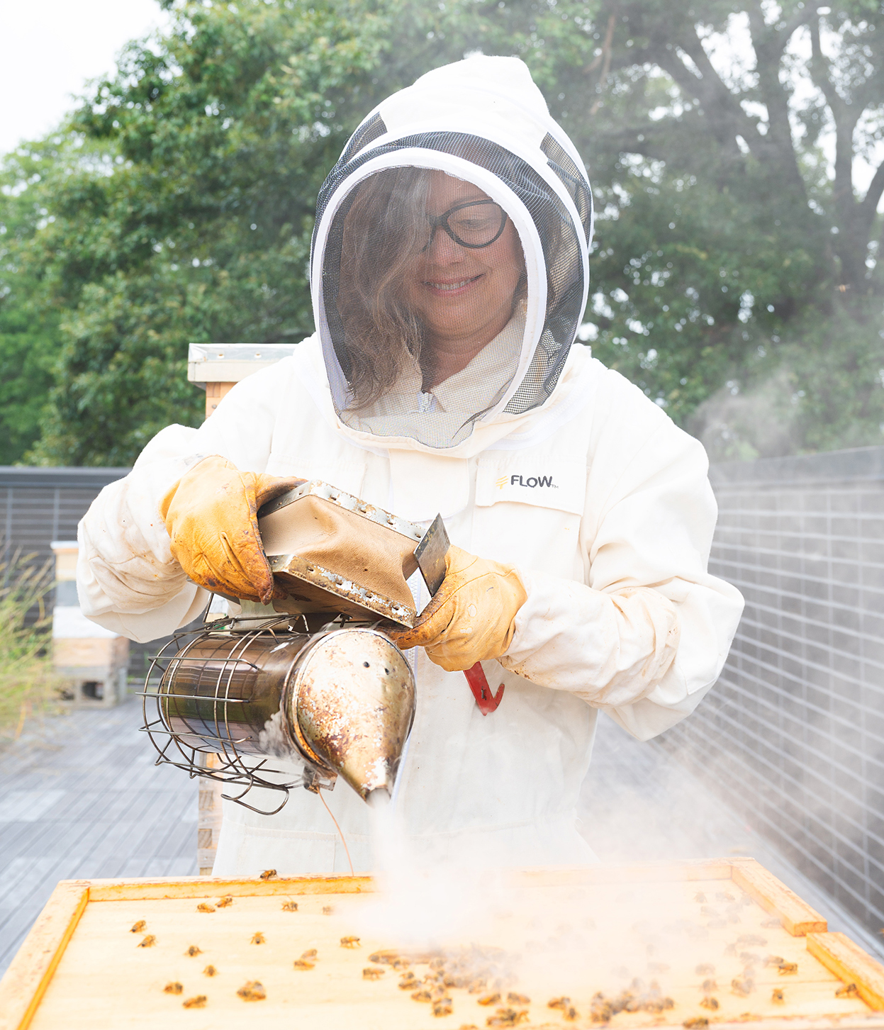 jennifer leavey working with bees