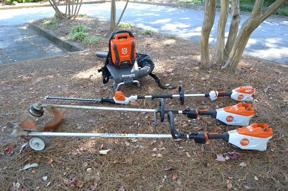 display of electric groundskeeping equipment