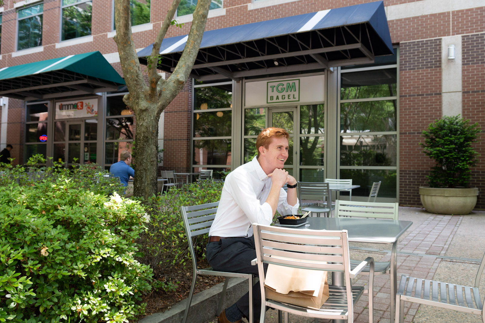 Steven Koskey in courtyard of Tech Square Research Building.