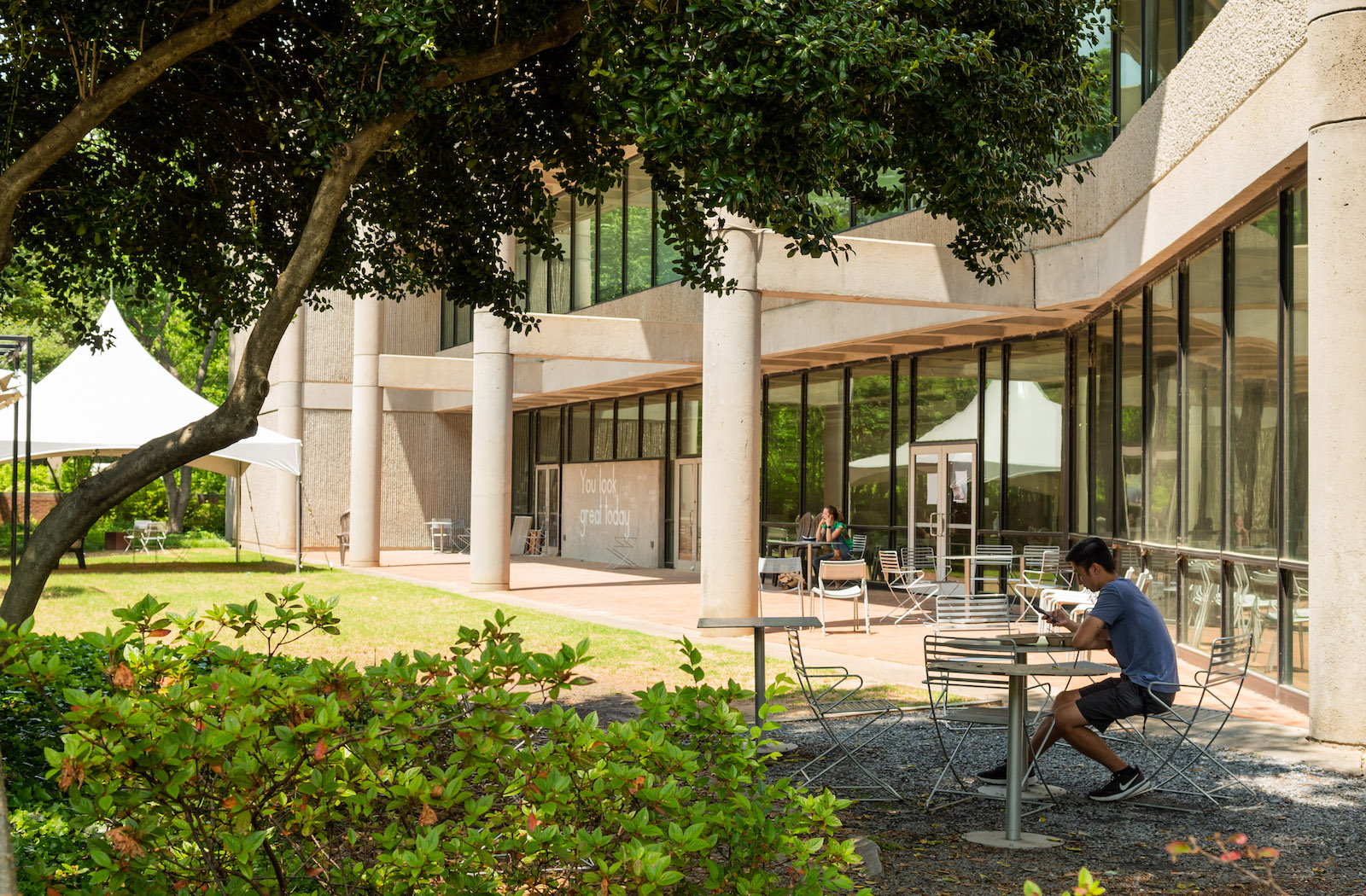 Michael Pham in the College of Design courtyard. 