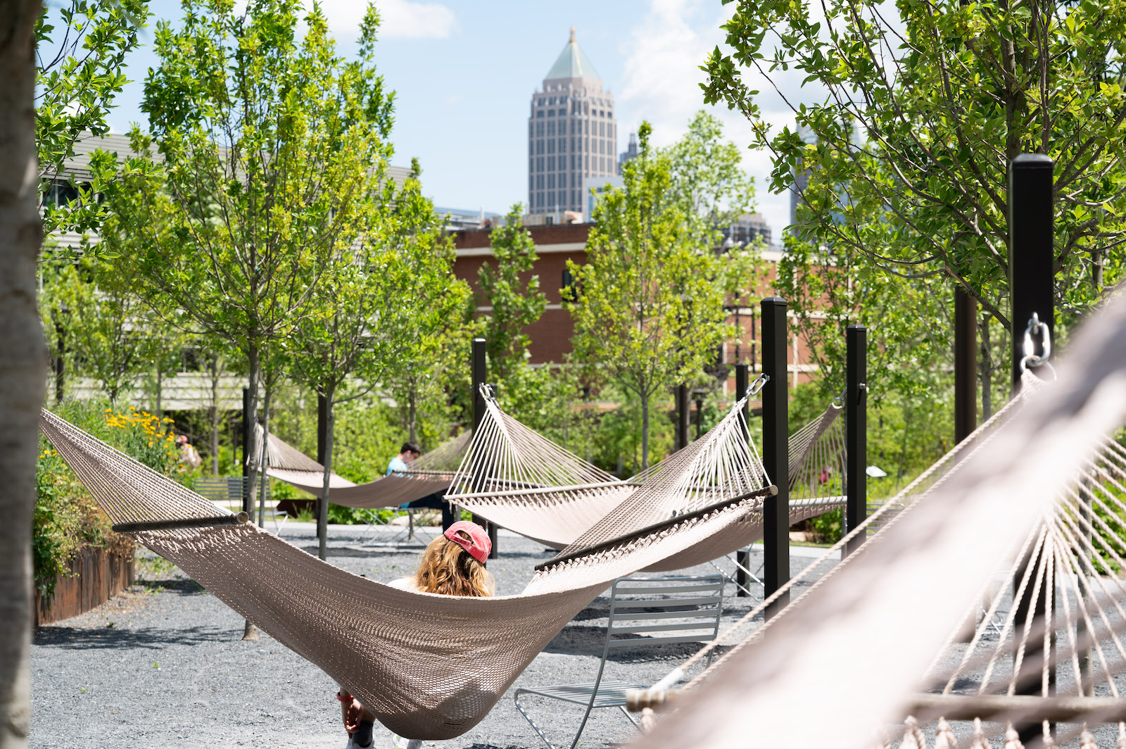 The EcoCommons Hammocks Area is located on the corner of Ferst Drive and Hemphill Avenue. 