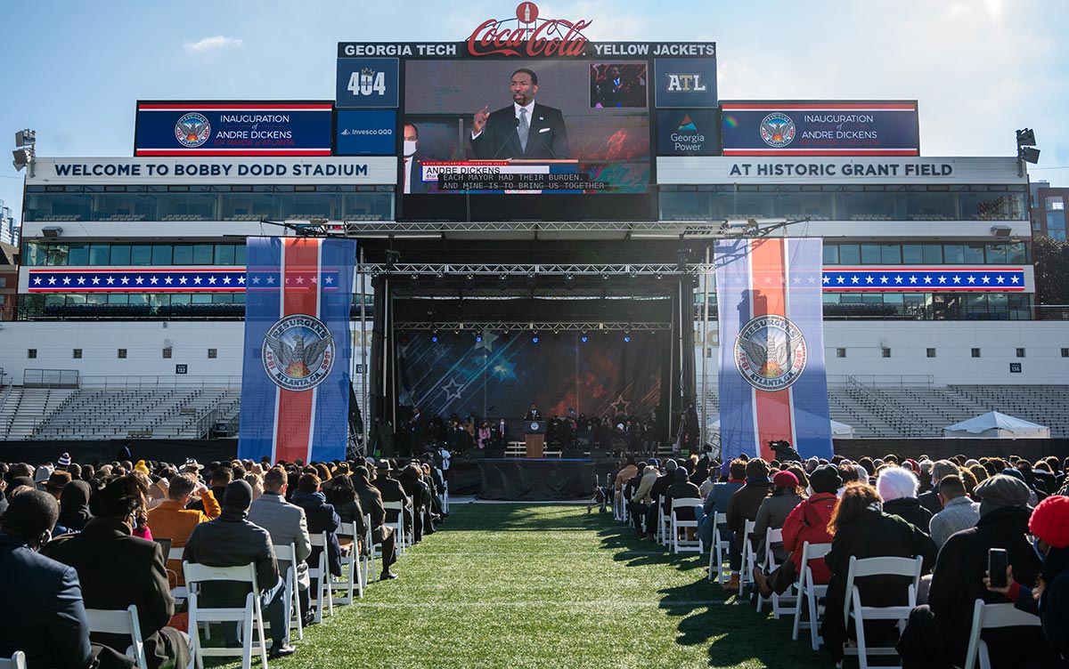 The inauguration of Mayor Andre Dickens at Bobby Dodd Stadium