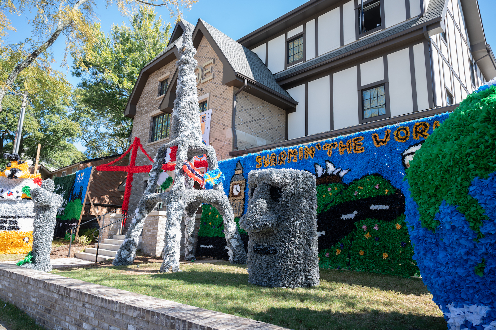 Homecoming decorations at fraternity house