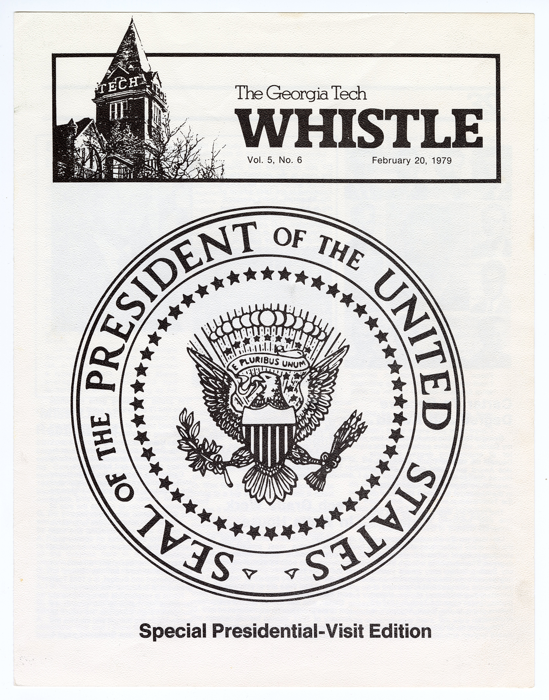 Special edition of The Whistle faculty/staff newspaper for Carter's 1979 visit