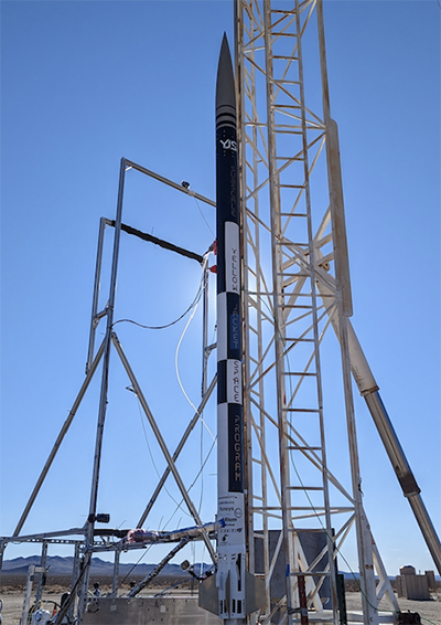 YJSP's rocket on the rail awaiting launch 