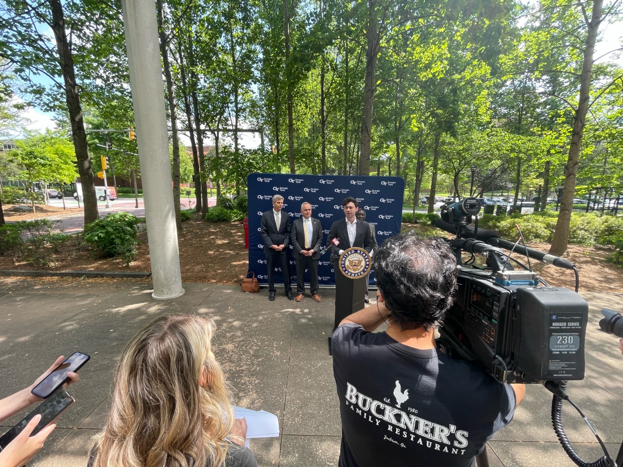 Sen. Ossoff held a press conference at Georgia Tech