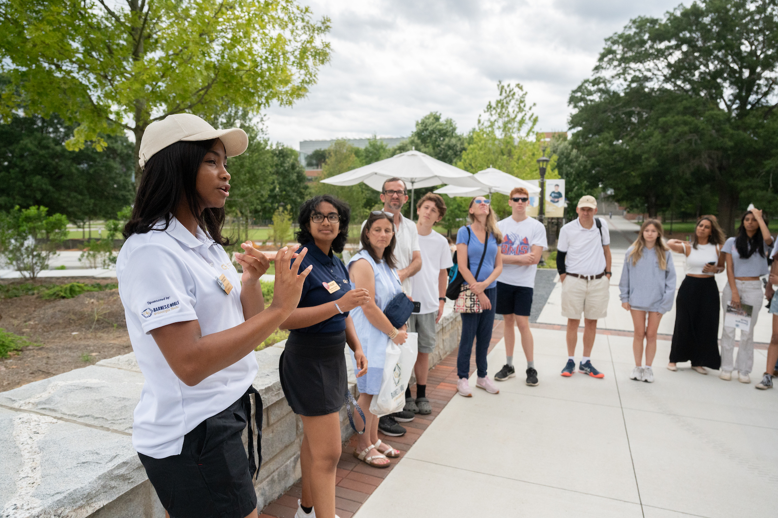 Prospective students on a campus tour.