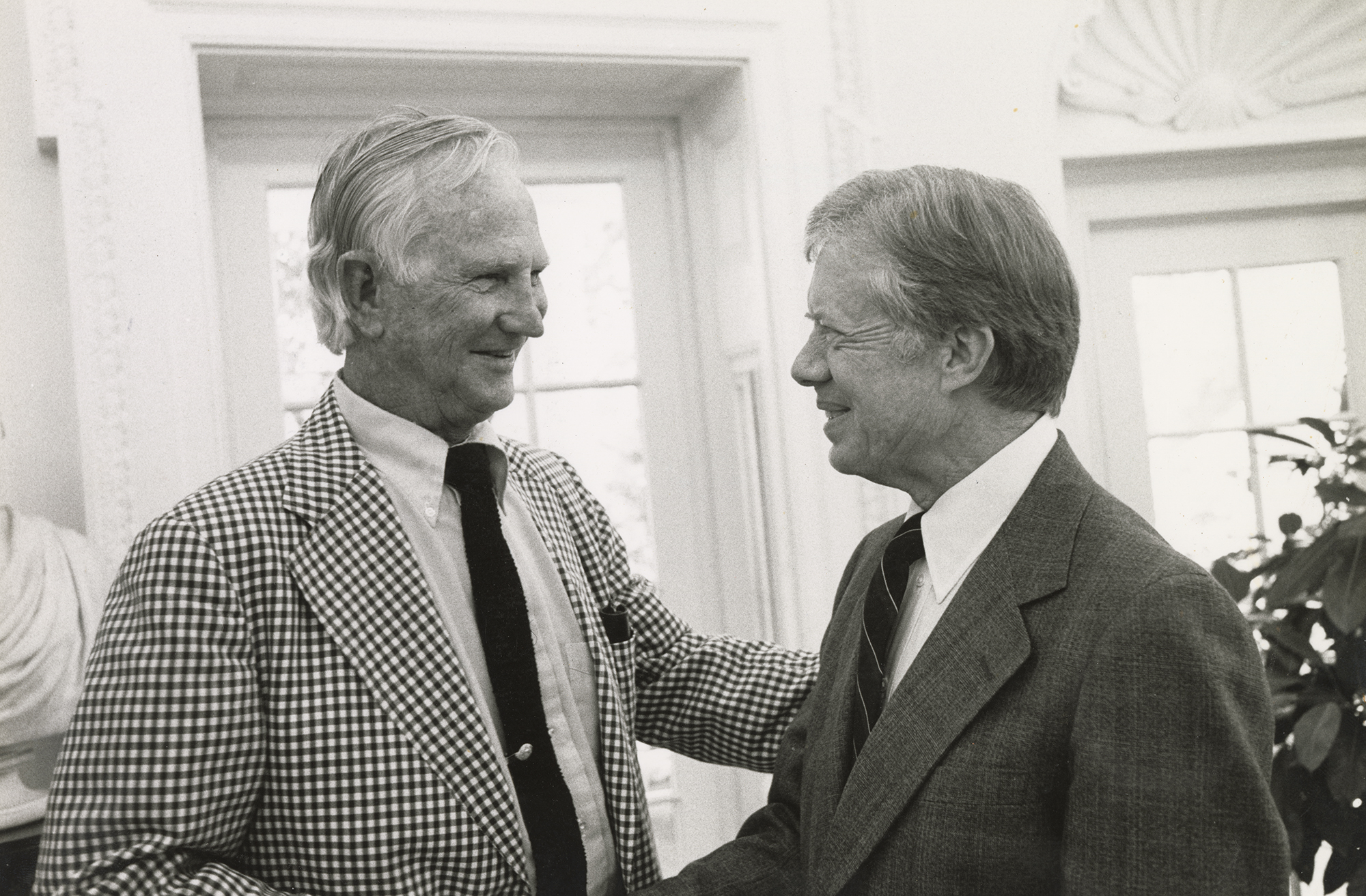 Coach Dodd and President Carter at the White House, 09 May 1979, VAM380-108. Bobby Dodd Visual Materials Collection, VAM380. Archives and Special Collections, Library, Georgia Institute of Technology.