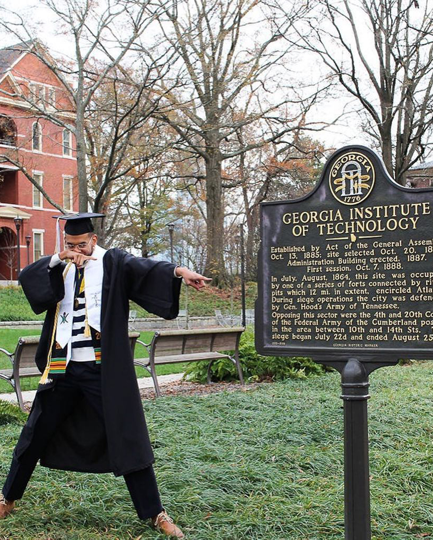 graduate at historical marker