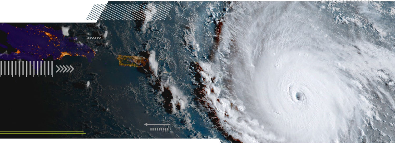 A satellite image of a hurricane