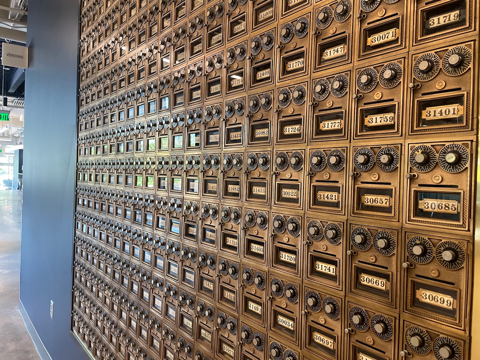 vintage mailboxes in Student Center