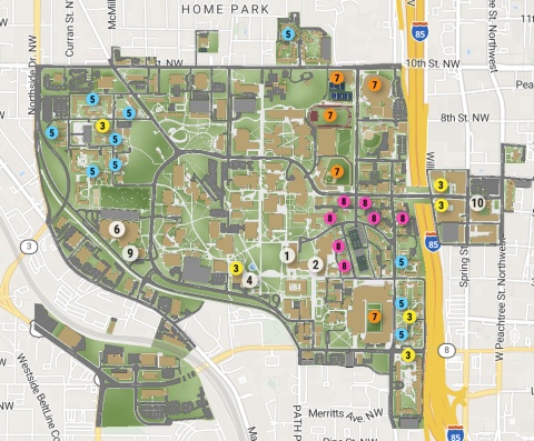 campus map with markings