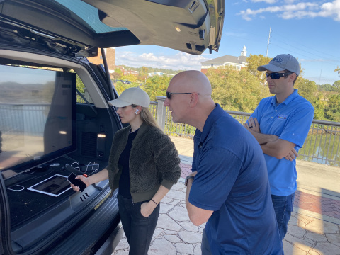 Georgia Tech researchers working with a member of the IT team from Columbus, Georgia