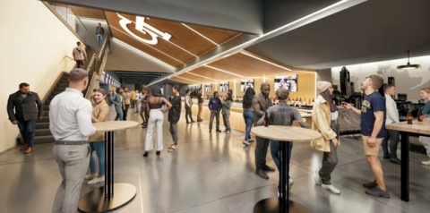 Conceptual rendering of the East Stands Club Level included in the renovation project for the Bobby Dodd Fan Experience. Rendering subject to modifications.