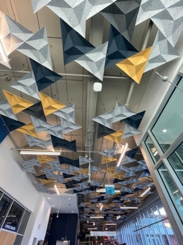 Image of the design of the acoustical panels in the John Lewis Student Center.