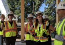 Amy Stone on site during construction of The Kendeda Building for Innovative Sustainable Design on the Georgia Tech campus in Atlanta, Georgia. 
