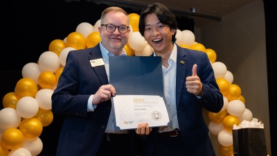 Craig Womack and Jason Juang at the 2023 Student Honors Celebration. Photo by Joya Chapman