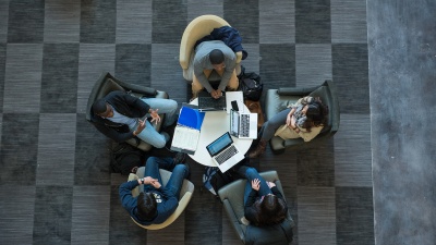 Students circle up in Clough Commons